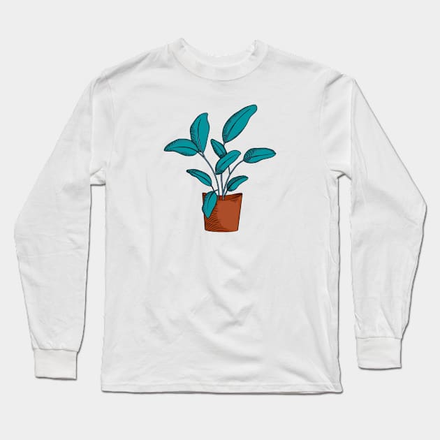 Fun houseplant graphic Long Sleeve T-Shirt by Mixmediarts 